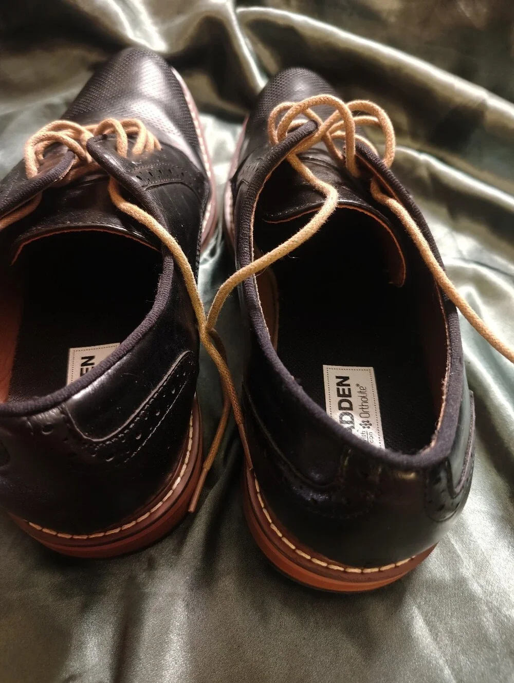 Madden Mens Size 8.5 Black Textured Leather Lace Up Derby Oxfords OrthoLite